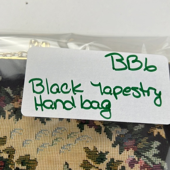 Small Black Tapestry Handbag with Gold Chain - Picture 8 of 8